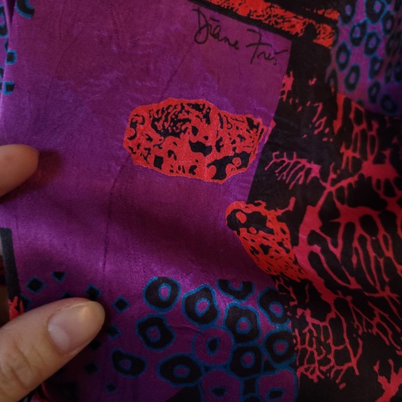 -Vintage Diane Freis Silk 2 Piece Dress Purple Red - Picture 13 of 16